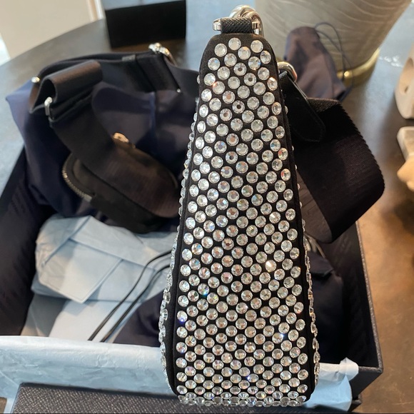 Prada Crystal Re-Edition 2005 Crossbody Chain Shoulder Bag Black Reedition - Picture 9 of 16